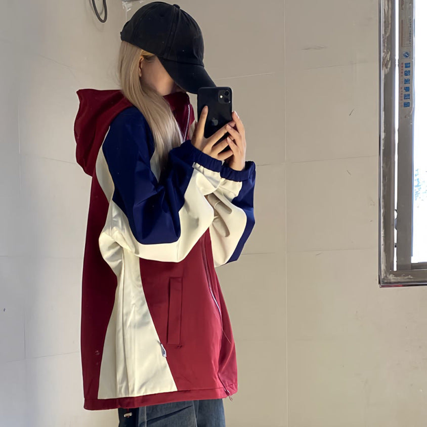 Women's American Color Matching Shell Jacket