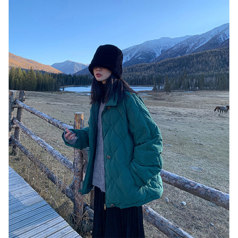 Diamond Loose Quilted Jacket Coat