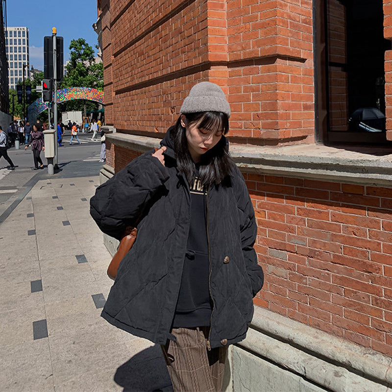 Diamond Loose Quilted Jacket Coat