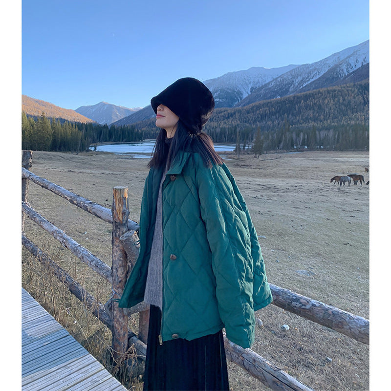 Diamond Loose Quilted Jacket Coat