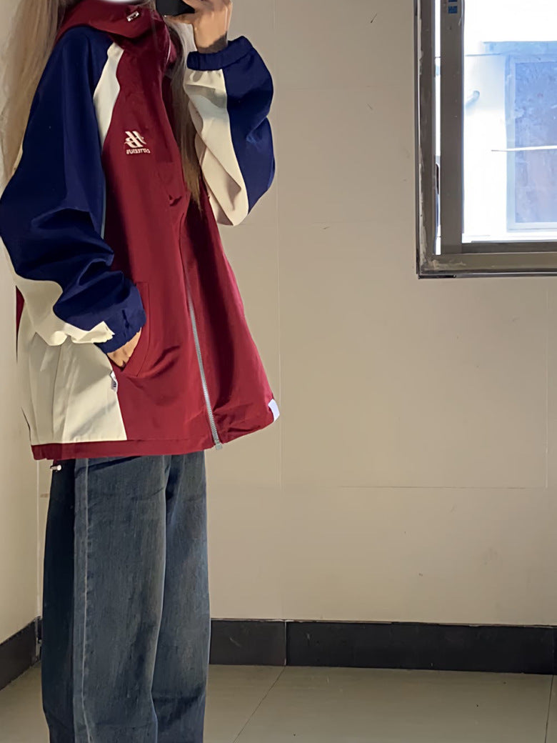 Women's American Color Matching Shell Jacket