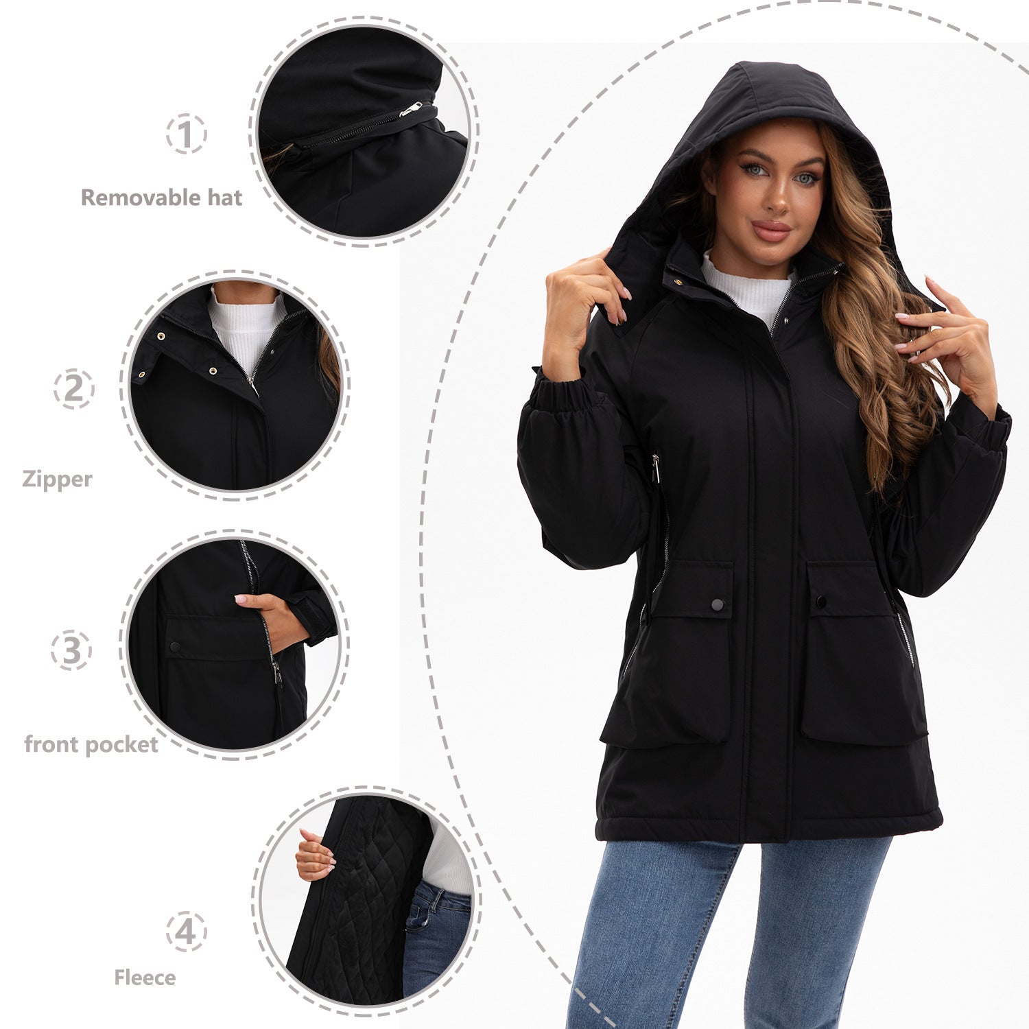 Parka Fleece Padded Coat Shell Jacket